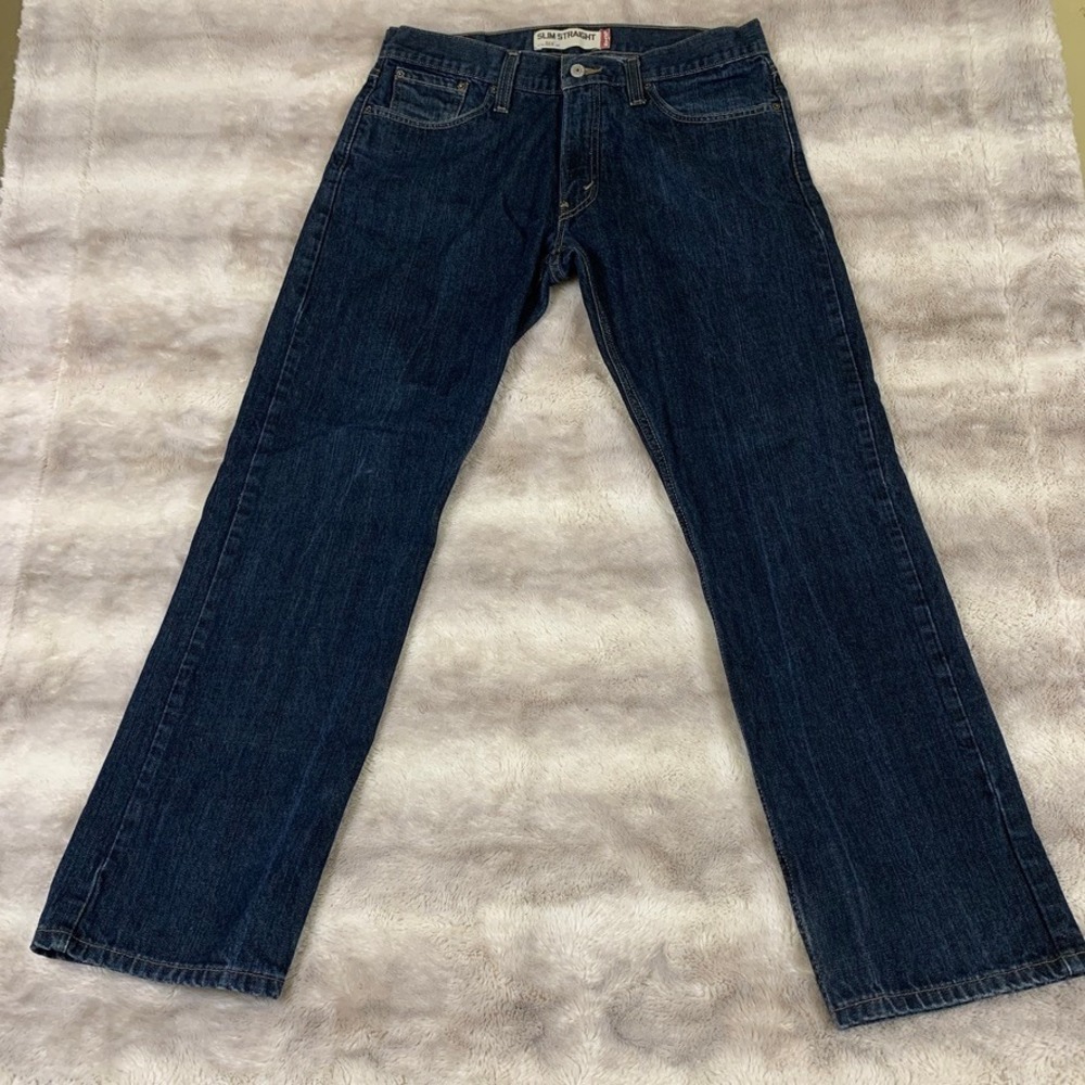 Levis 514 Slim Straight Jeans Mens 34x30 Dark Wash Blue Denim 100% Cotton